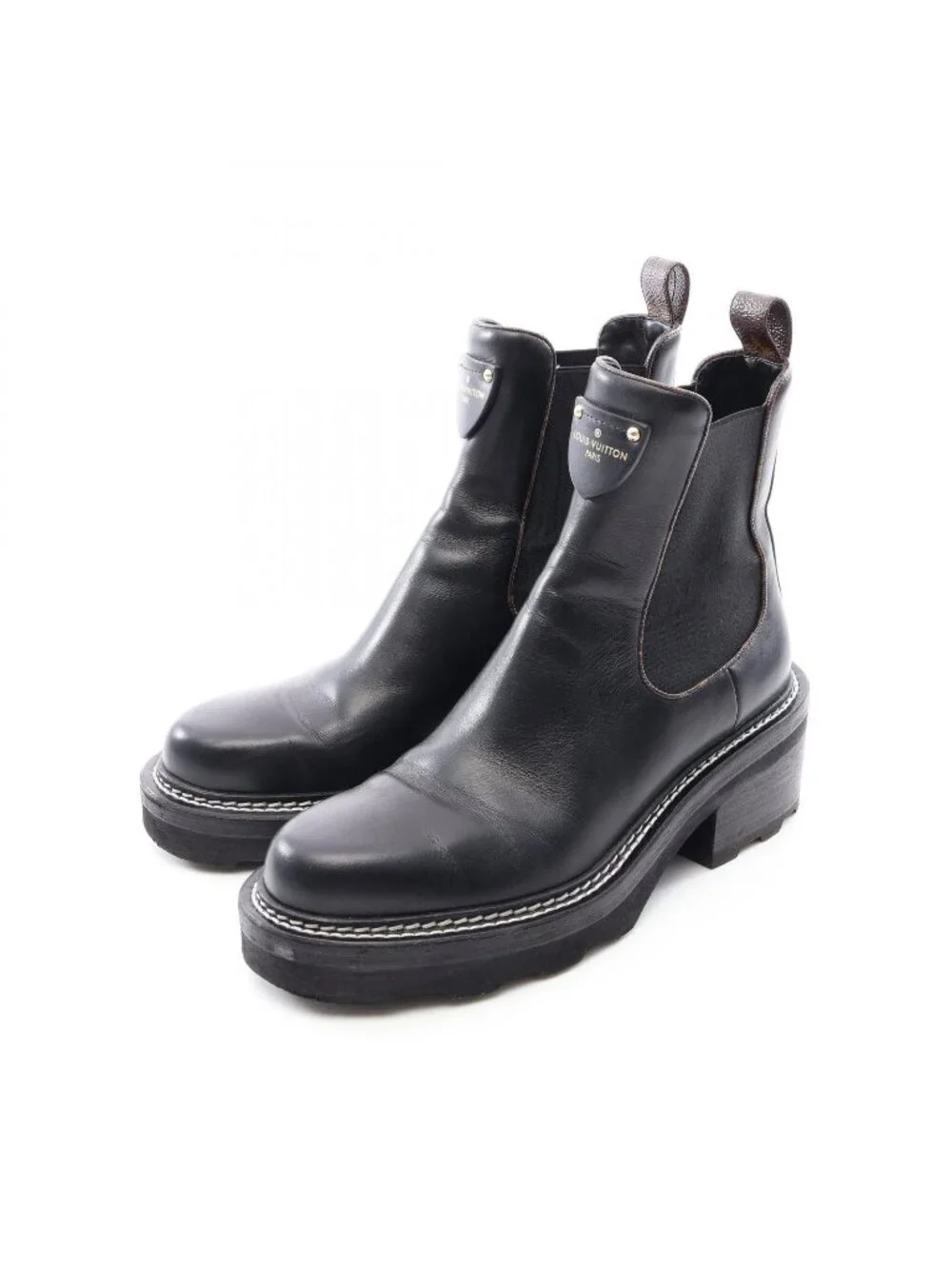 Louis Vuitton Boots Beaubourg Line Monogram Leather Canvas Side Gore